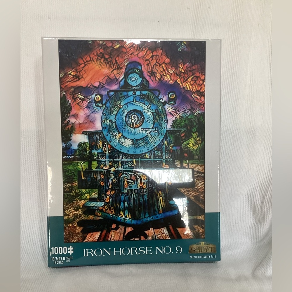Depo Street Puzzles, 1000pc large puzzle. 19.7” x 27.6”  IRON Horse #9. NIB